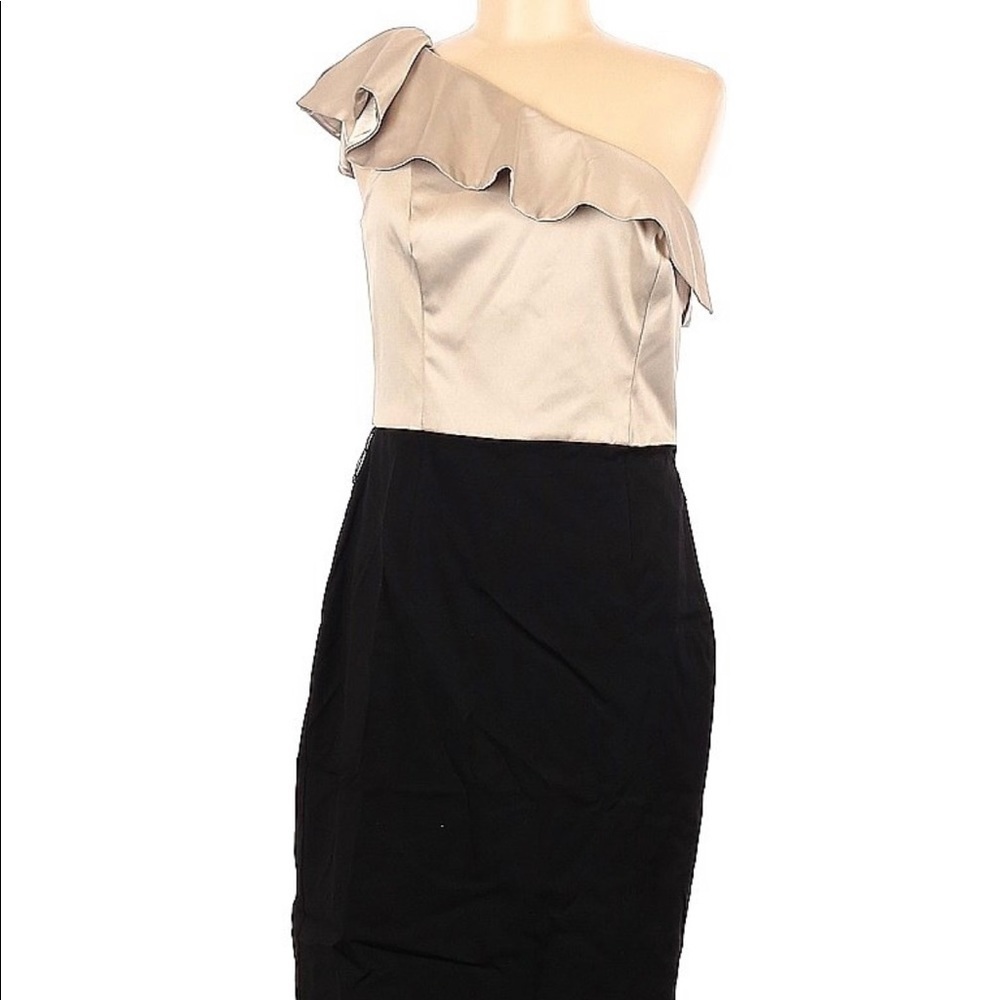 White House Black Market Women Black One Shoulder Neckline Party Dress Sz 8 $298